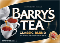 Barry's Tea Classic Blend box packaging highlights premium quality and easy storage