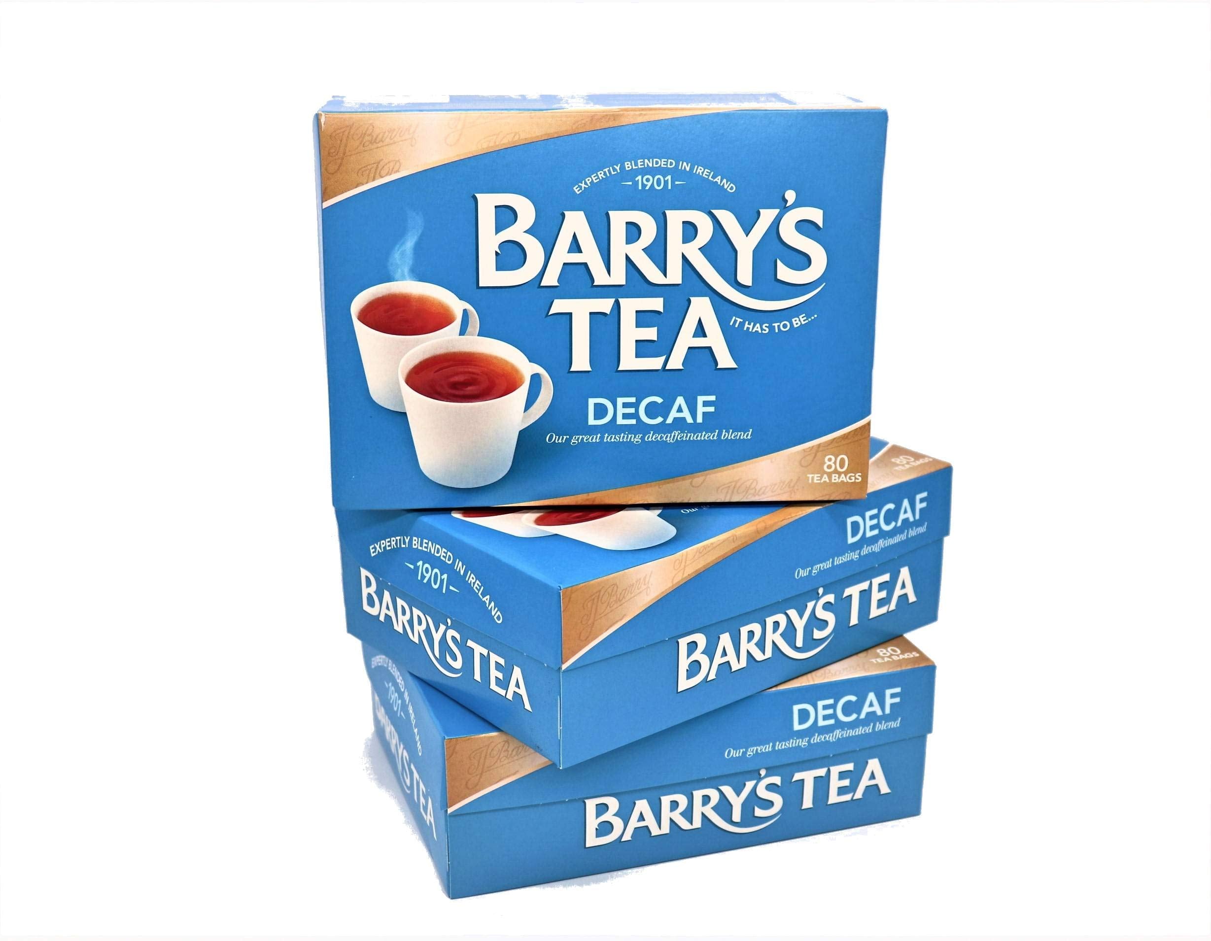 Barry's Tea Decaf Blend 80-teabag pack three: convenient evening option.