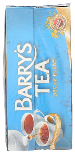 Barry's Tea Decaf brand logo on packaging signaling trusted choice.