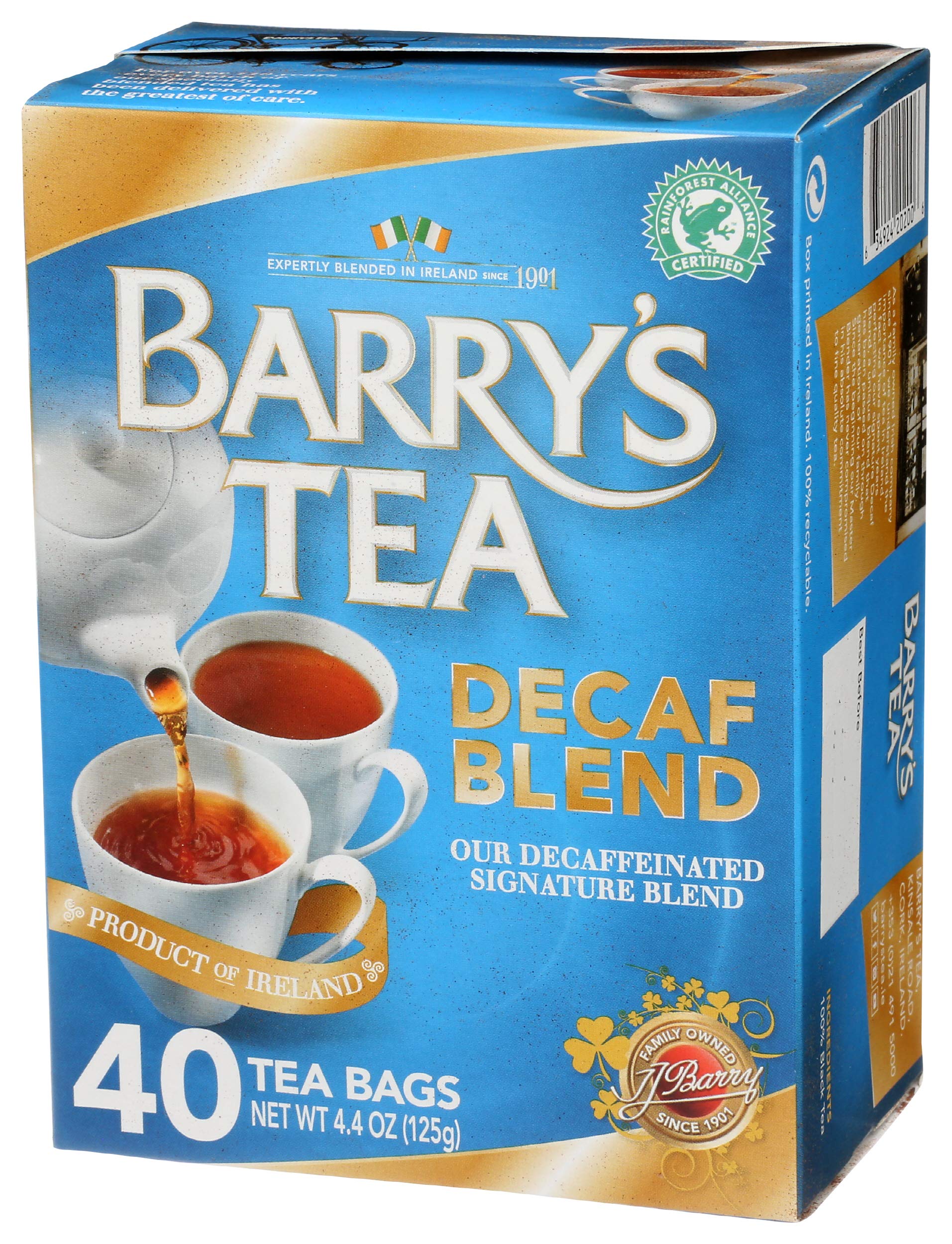 Barry's Tea Decaf origin: Ireland, crafted for smooth decaf flavor.