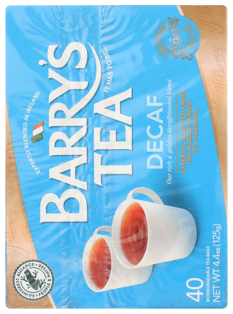 Barry's Tea Decaf Irish blend aroma enriches a caffeine-free afternoon refreshment.