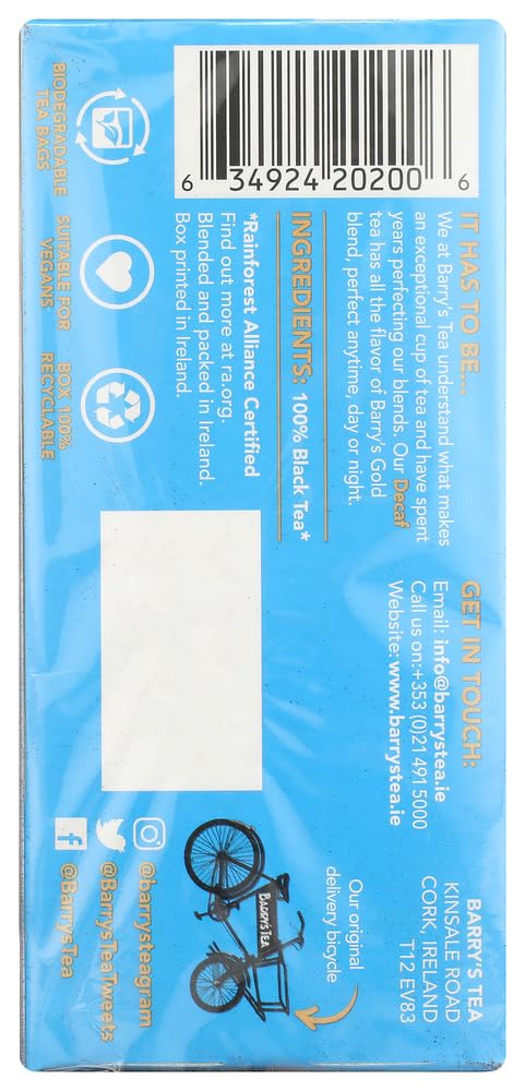 Barry's Tea Decaf pack of two boxes showcases Ireland's finest blend for relaxing moments.