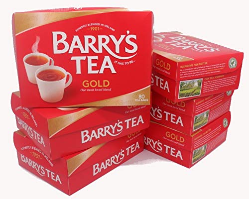 Barry's Tea Gold Blend 80-teabag box in a six-pack, ideal for daily rituals