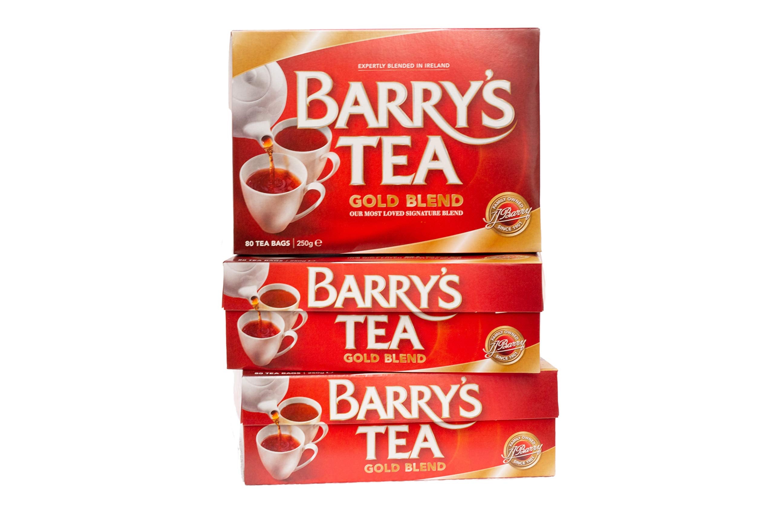 Barry's Tea Gold Blend 80ct 3-Pack box front showing reliable branding for a daily brew
