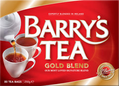 Barry's Tea Gold Blend brewing in cup, steaming pour suggesting comforting morning ritual