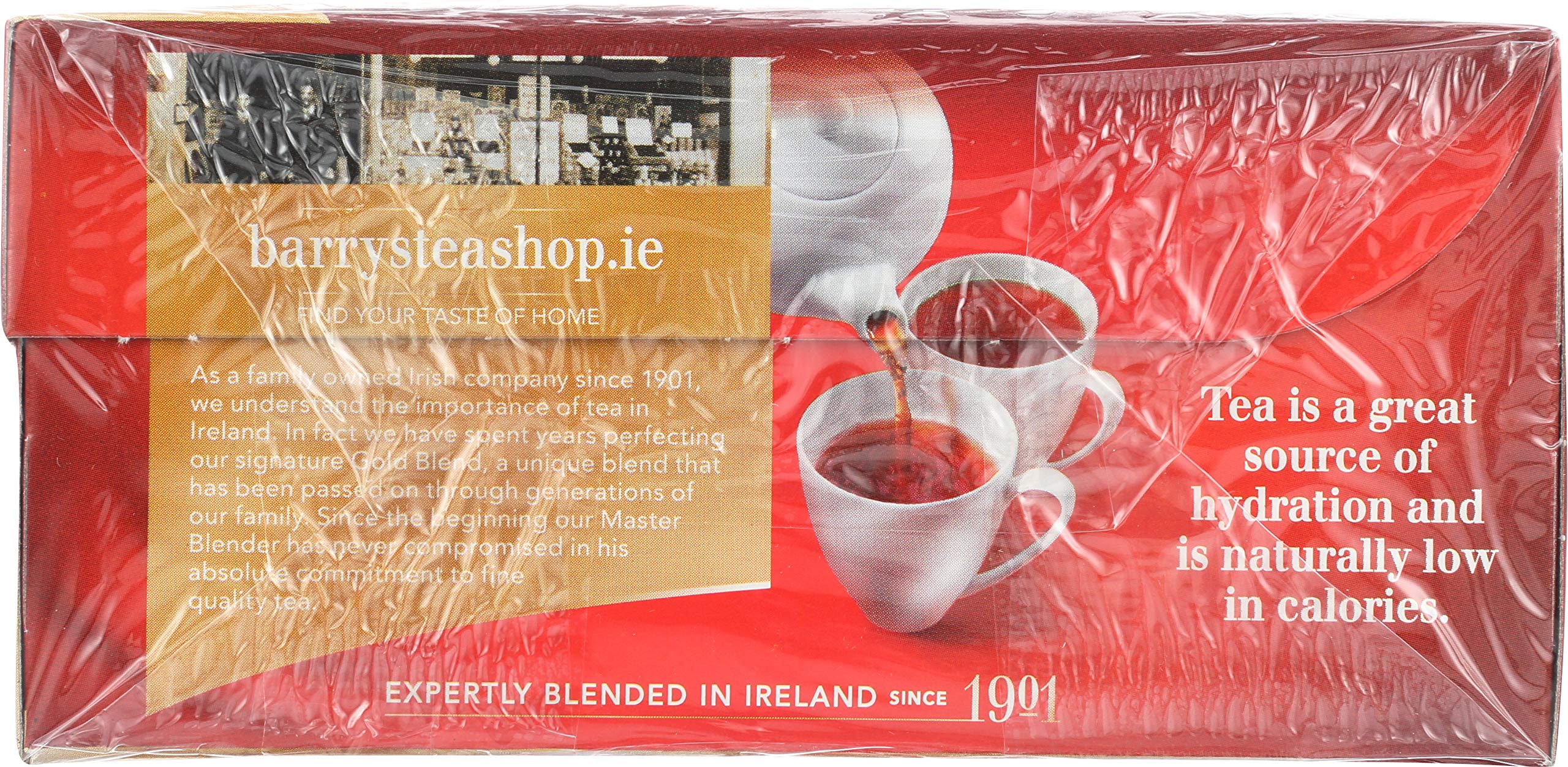 Barry's Tea Gold Blend Irish box on a kitchen shelf