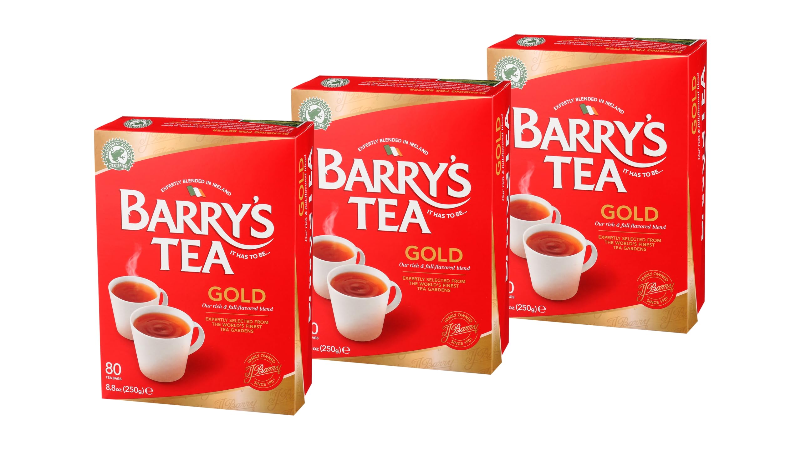 Barry's Tea Gold Blend tea bags in a box, ready for a comforting brew.