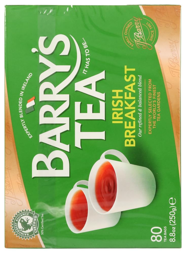 A warm cup of Barry's Tea Irish Breakfast evokes inviting aroma and morning energy.