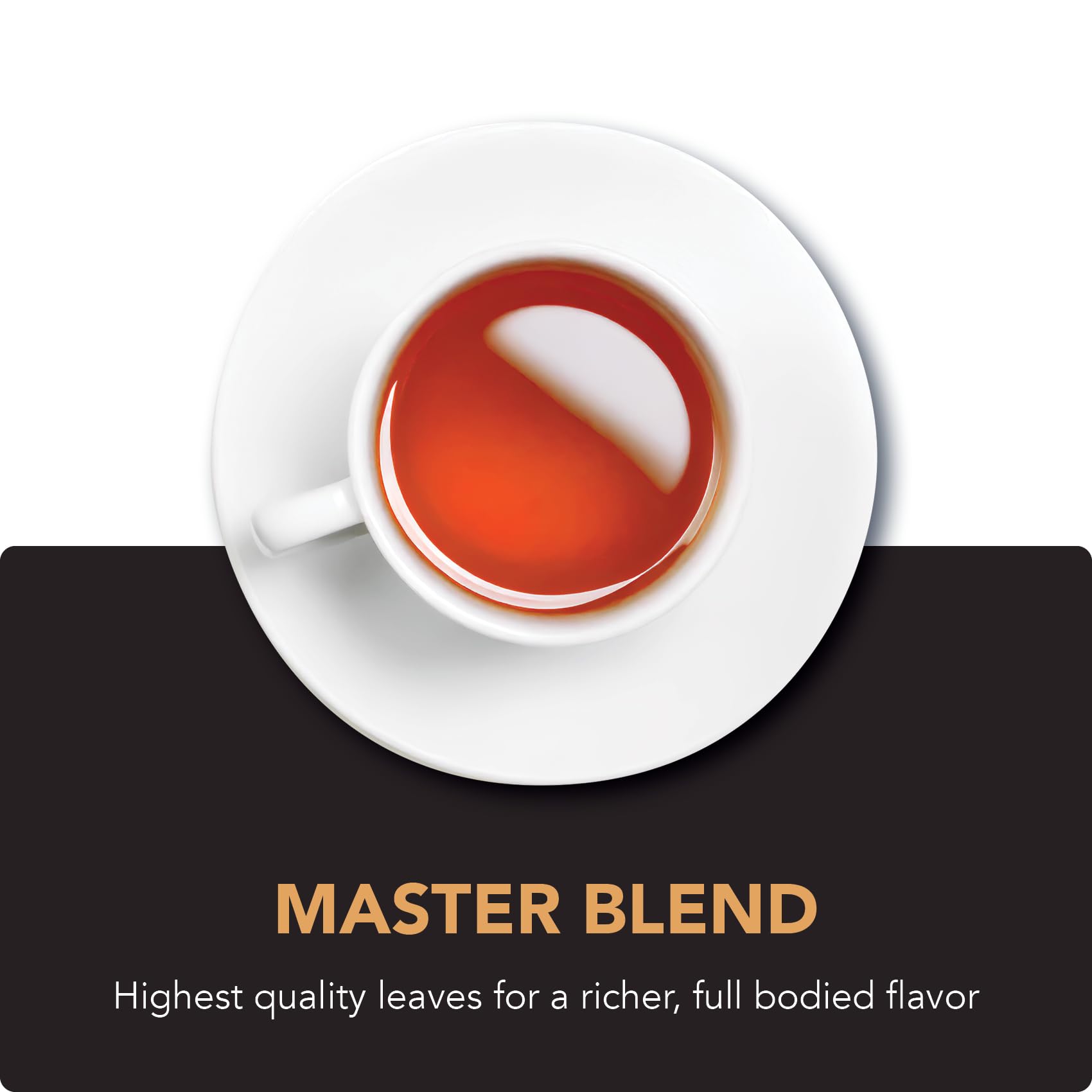 Steaming cup of Barry's Tea Master Blend with a fragrant aroma.