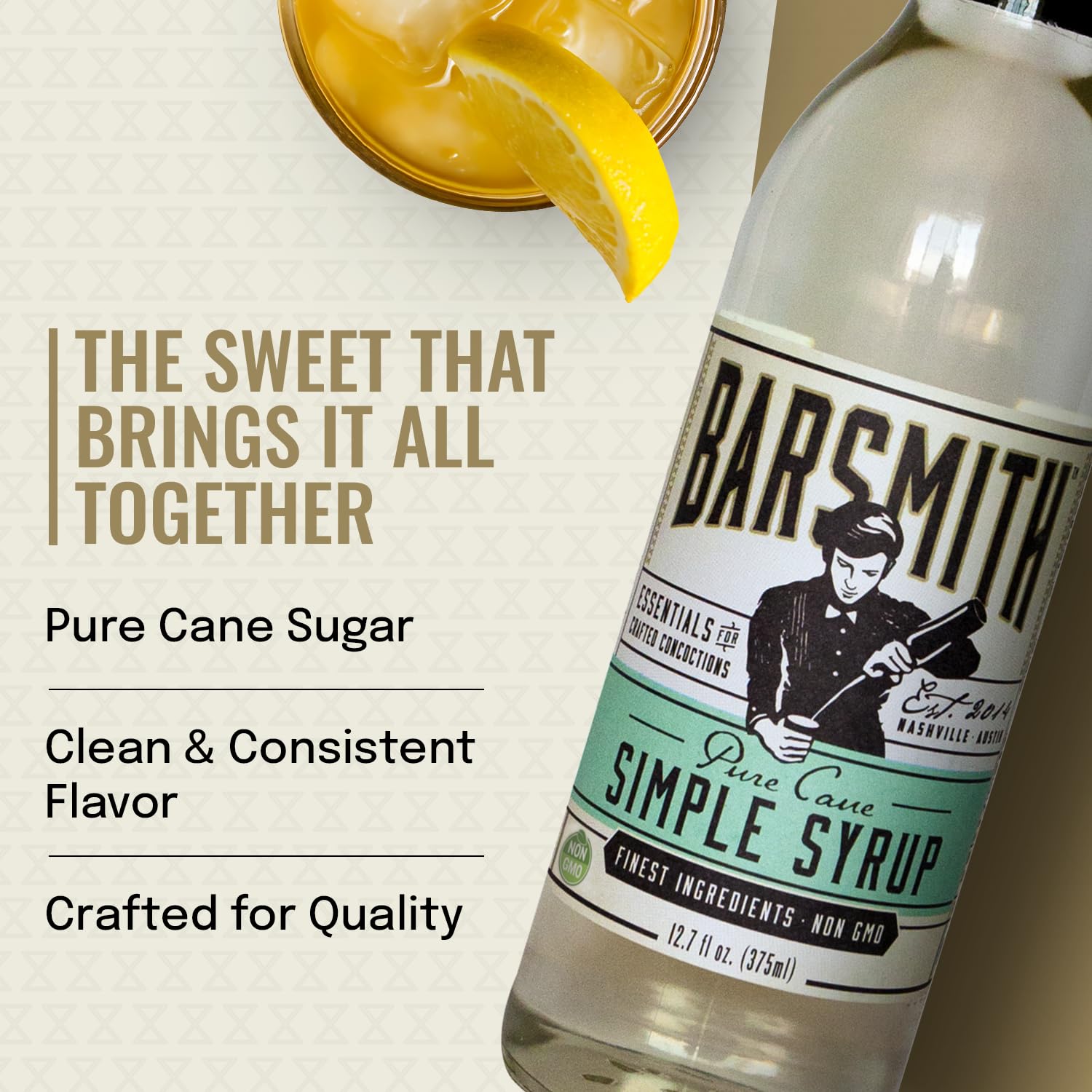 Barsmith Bar Essentials Syrup cocktail-set scene hints at versatile mixer