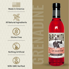 Close-up of Barsmith Grenadine label and ingredients