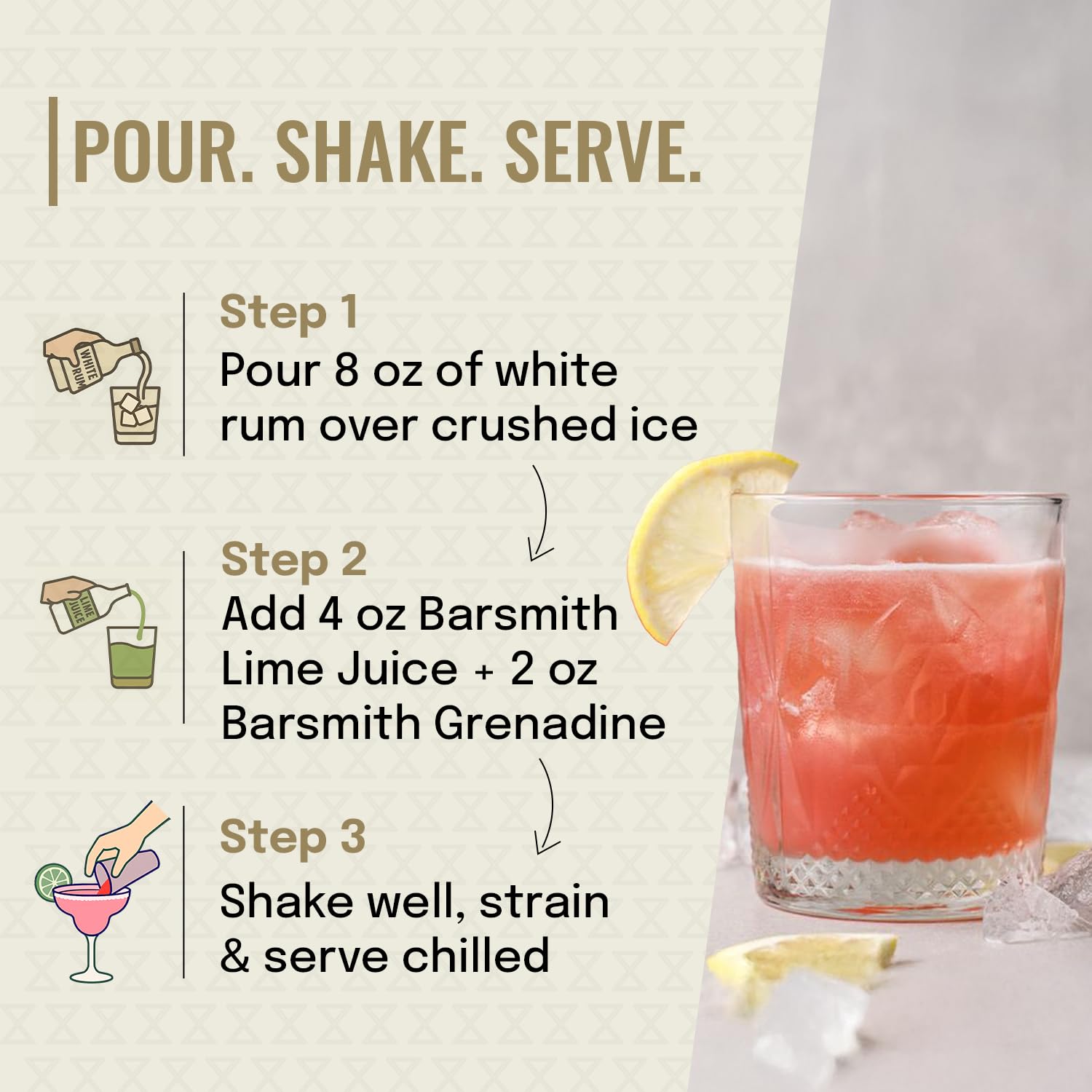Shaker scene with Barsmith Grenadine for cocktails