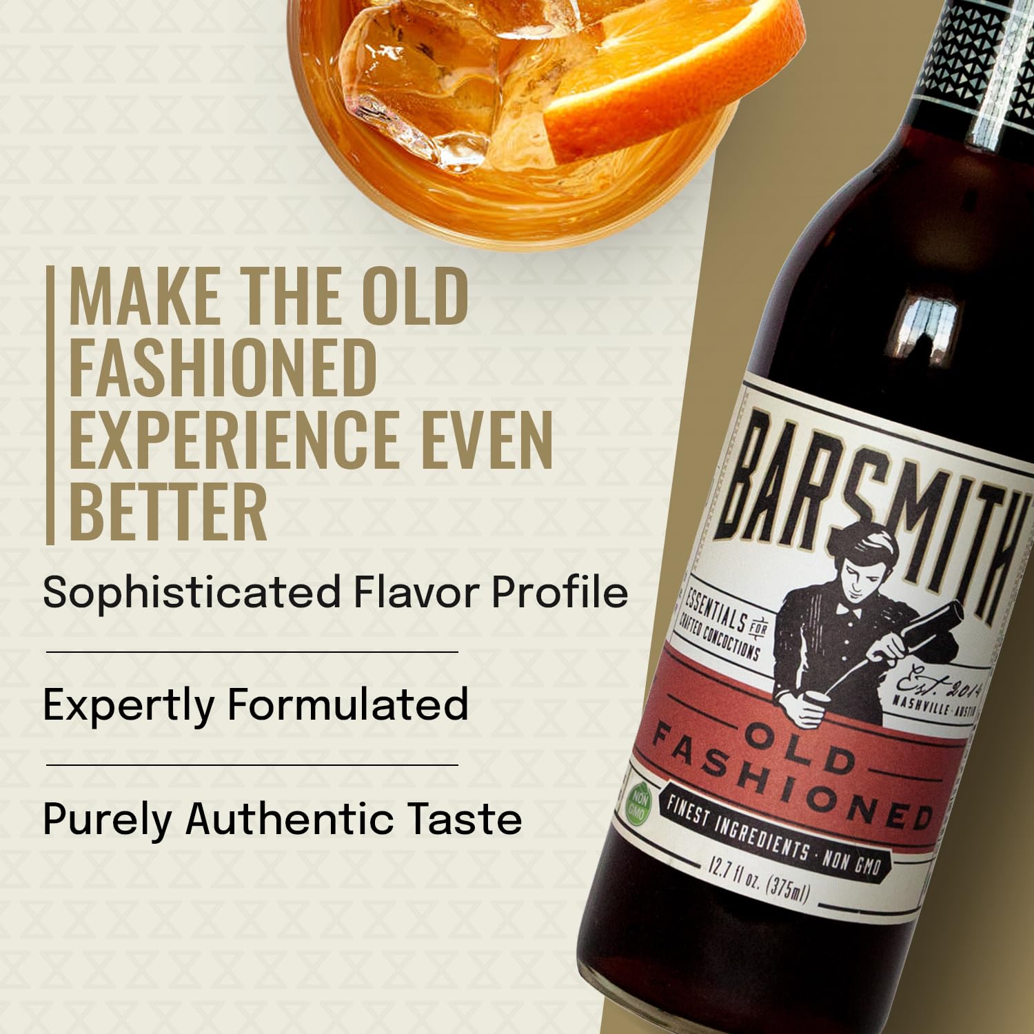 Barsmith Old Fashioned Mix served in a glass as a classic cocktail