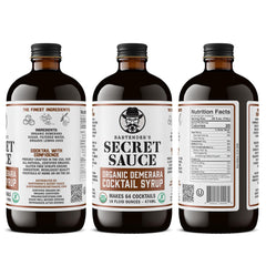 Bartender’s Secret Sauce label closeup shows organic origin and clean-label quality.