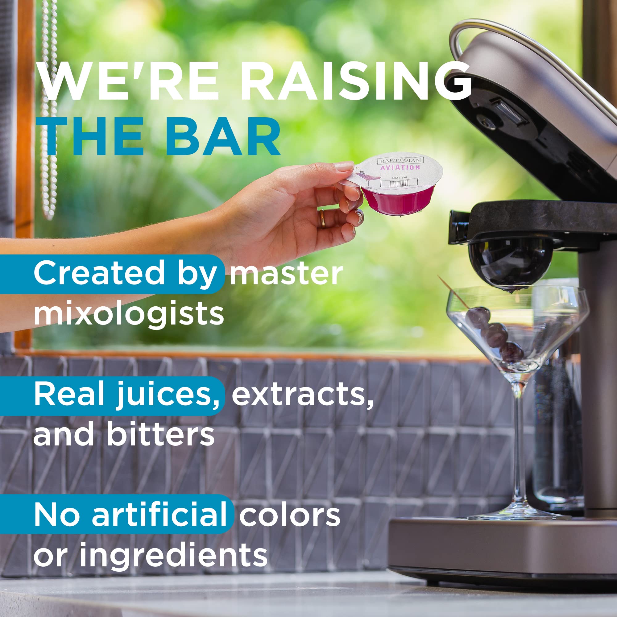 Bartesian cocktail maker machine in action delivering drinks with a single touch