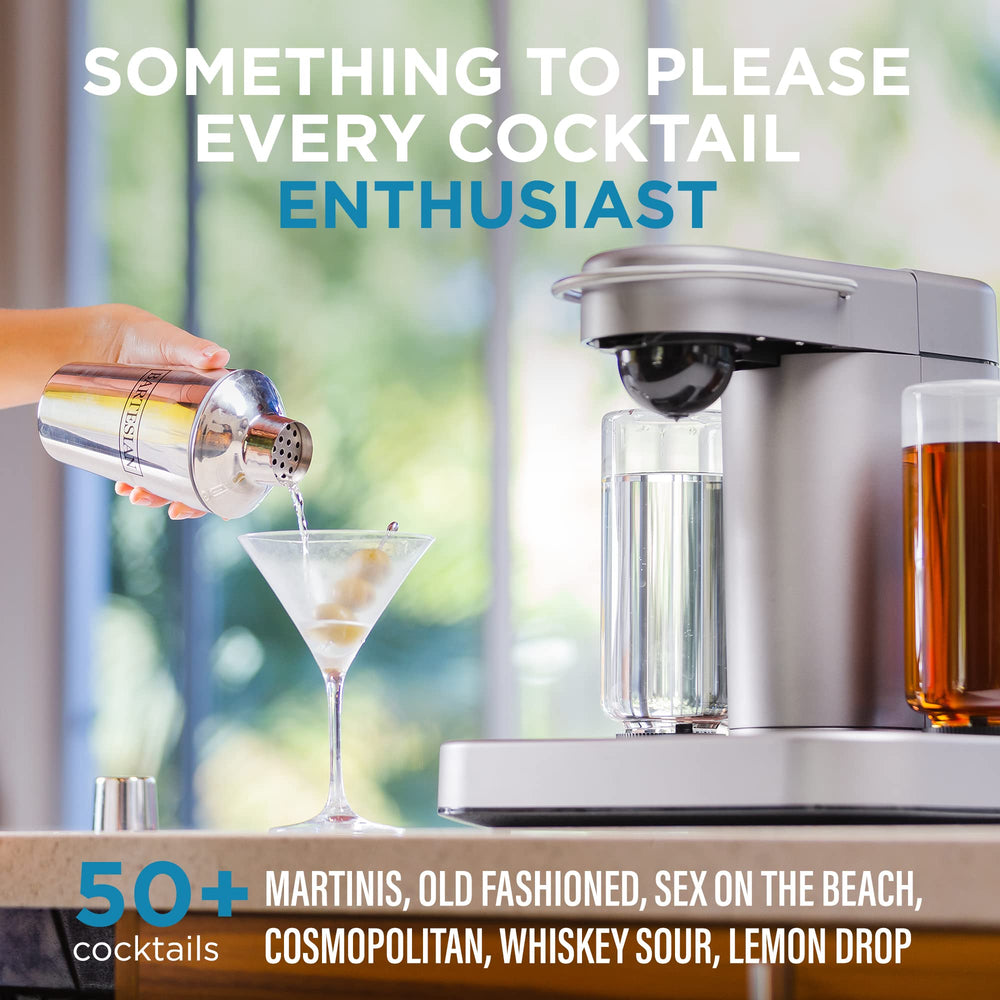 Bartesian home bar setup for entertaining with capsule-based cocktails