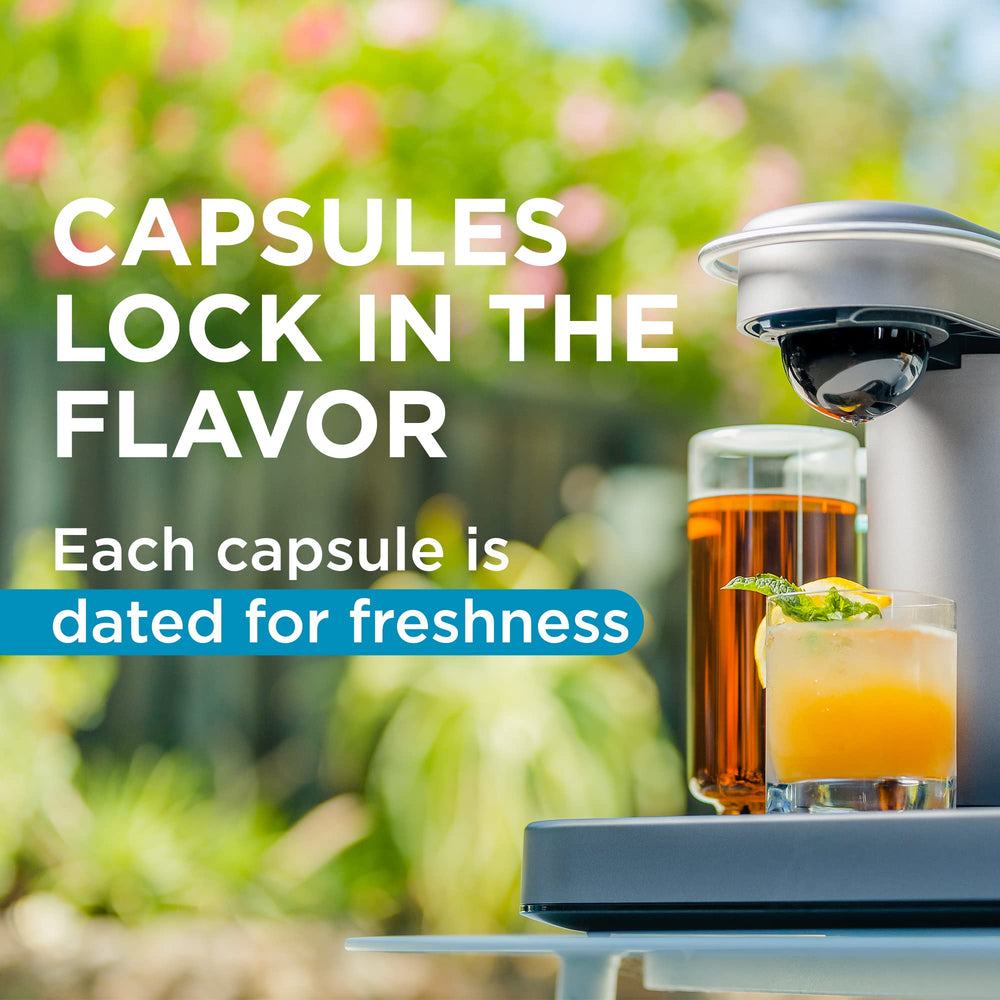 Bartesian Rum Breeze capsule freshness date label indicating quality assurance for freshness.
