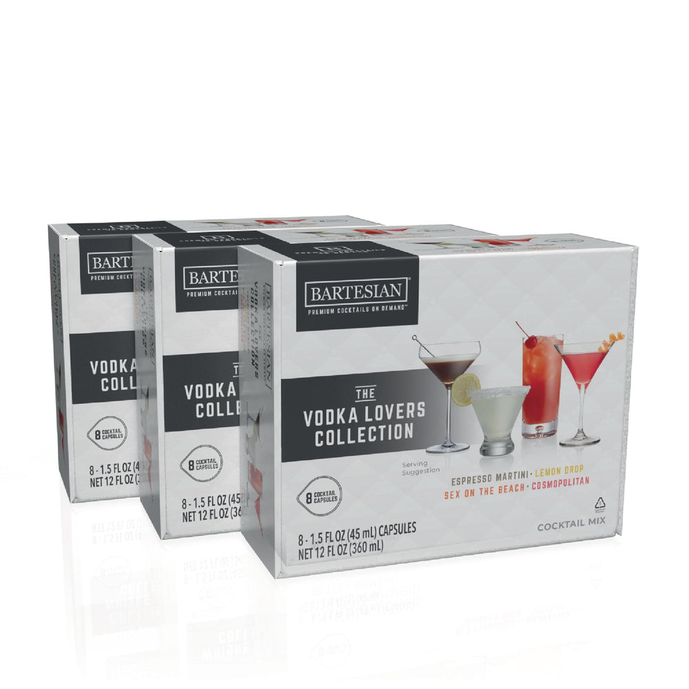 Bartesian Vodka Lovers capsules front view showing a compact home cocktail system for bar-quality drinks