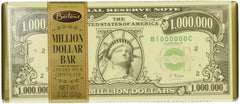 Barton's Million Dollar Milk Chocolate Bar wrapper showcases a playful premium treat.