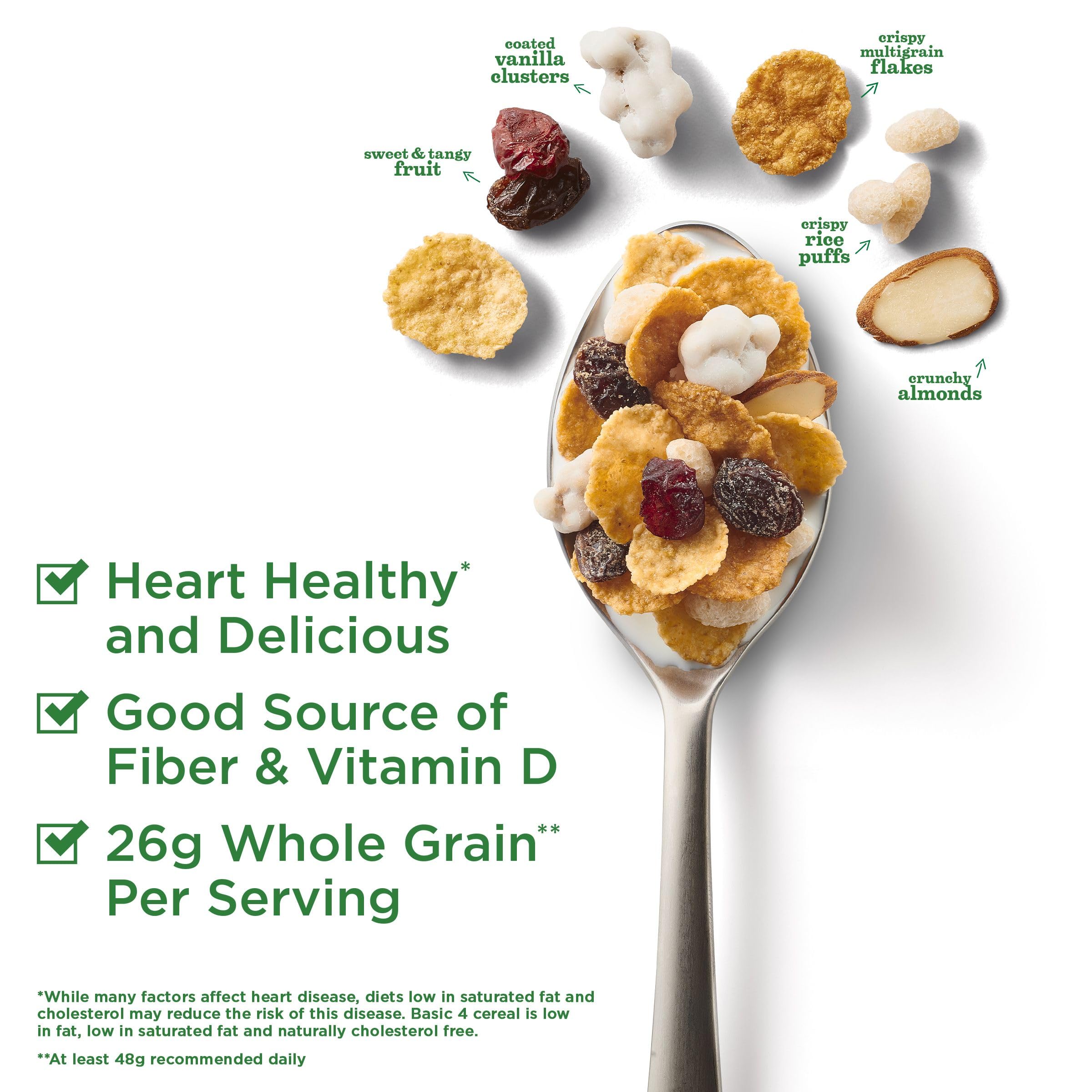Basic 4 crispy multigrain flakes closeup, wholesome texture for breakfast.