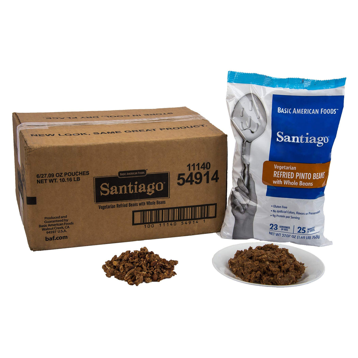Basic American Foods Santiago beans in front-pack, ready for quick weeknight meals