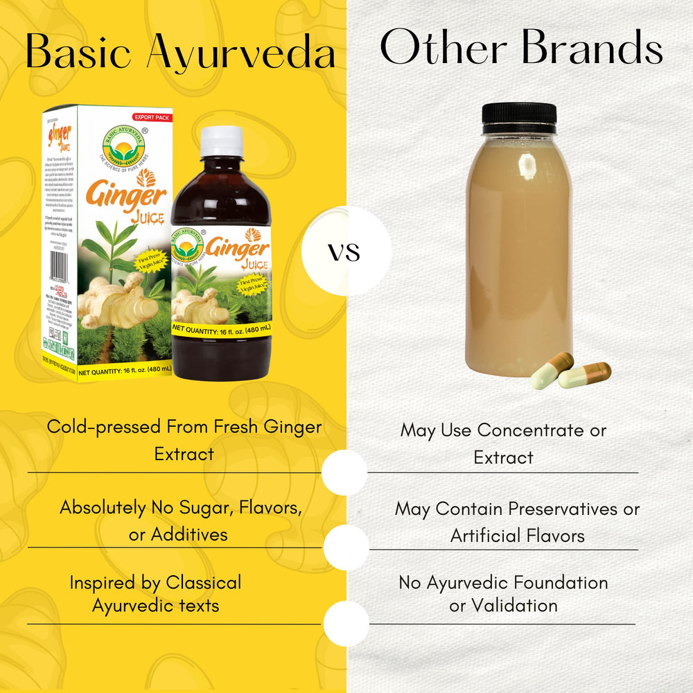 Basic Ayurveda Ginger Juice tea-mixer blended into tea for warmth.