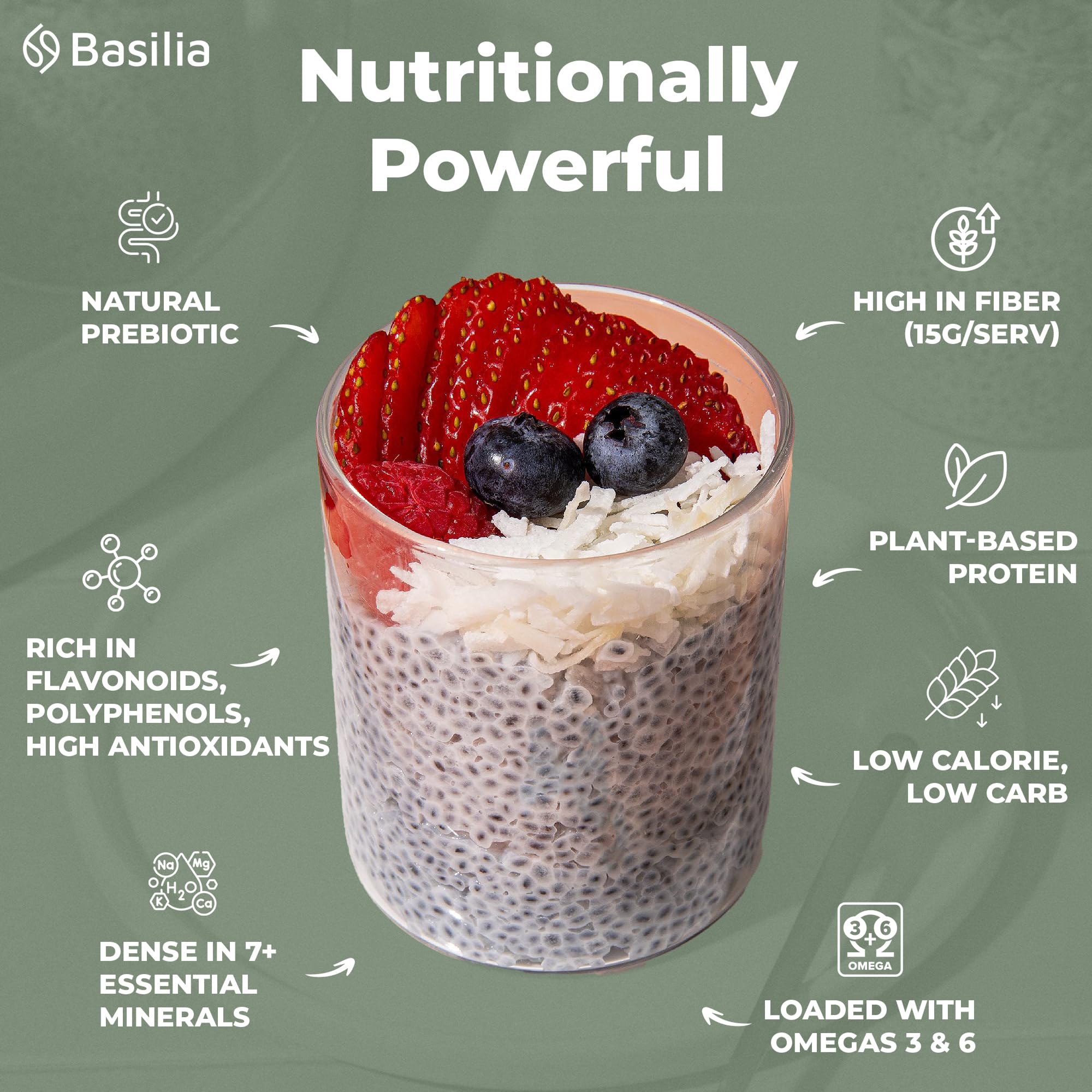 Basilia Organic Basil Seeds in smoothie, adding neutral texture and nutrition