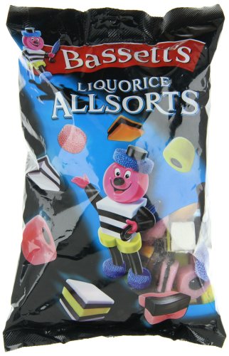 Bassett's Liquorice Allsorts varied pieces closeup highlights chewy textures.