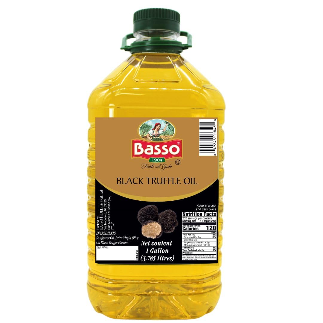 BASSO 1904 black truffle infused oil bottle for premium finishing aroma