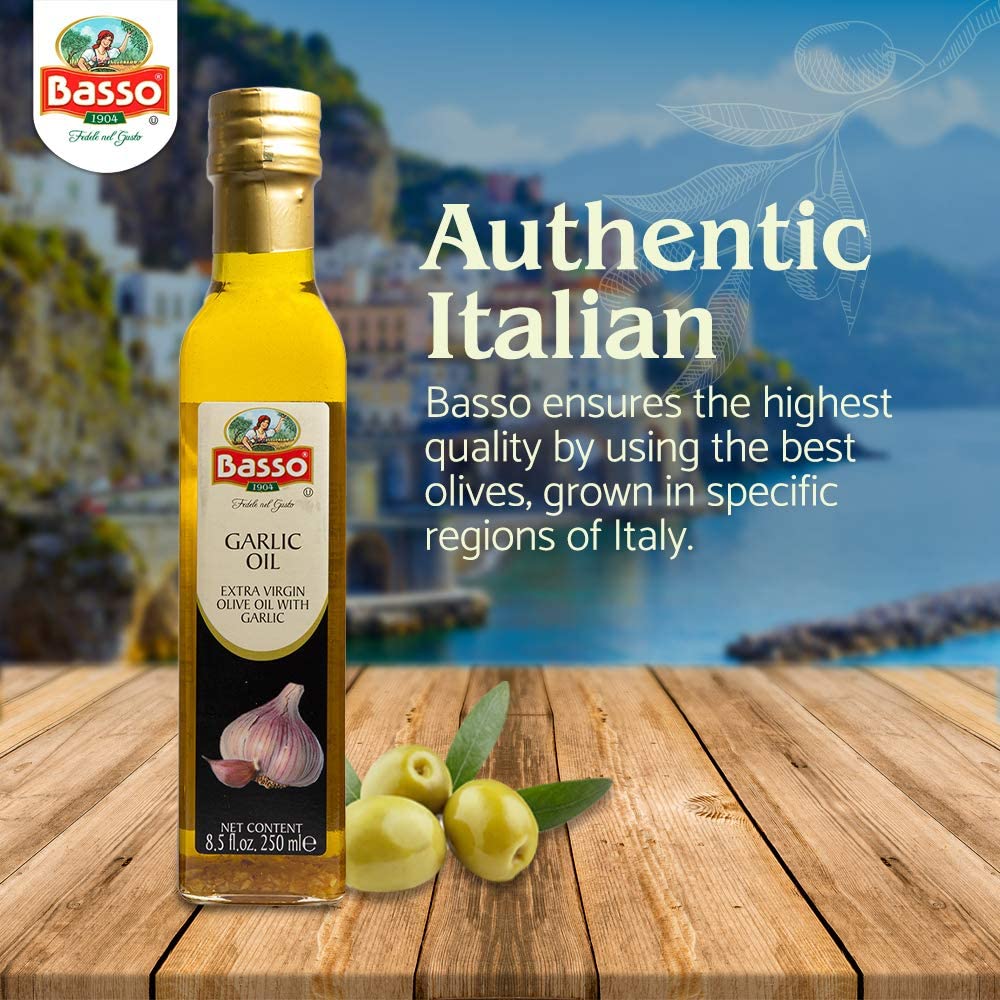 Pasta tossed with BASSO 1904 Garlic Oil for aromatic flavor.