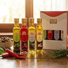 Basso 1904 chili pepper-infused olive oil bottle adds a gentle kick to pastas and pizzas.