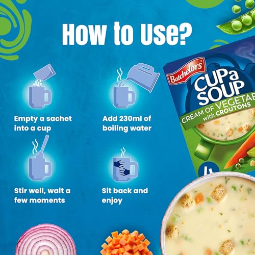 Batchelors Cup a Soup Cream of Vegetable pack for family snacks on busy days.