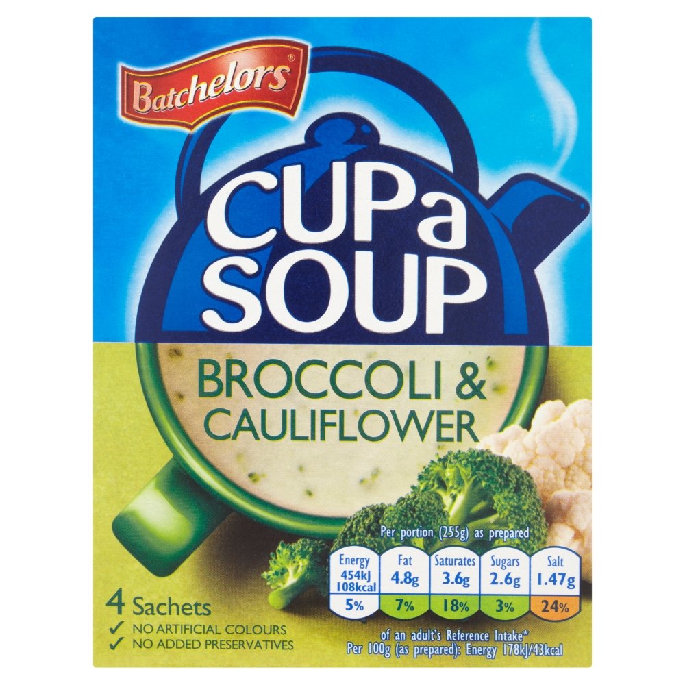 Batchelors Cup a Soup creamy broccoli and cauliflower cup, quick comforting lunch
