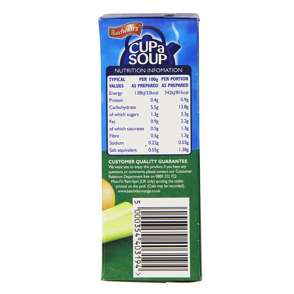 Batchelors Cup a Soup Golden Vegetable four-pack display emphasizes value for family or roommates