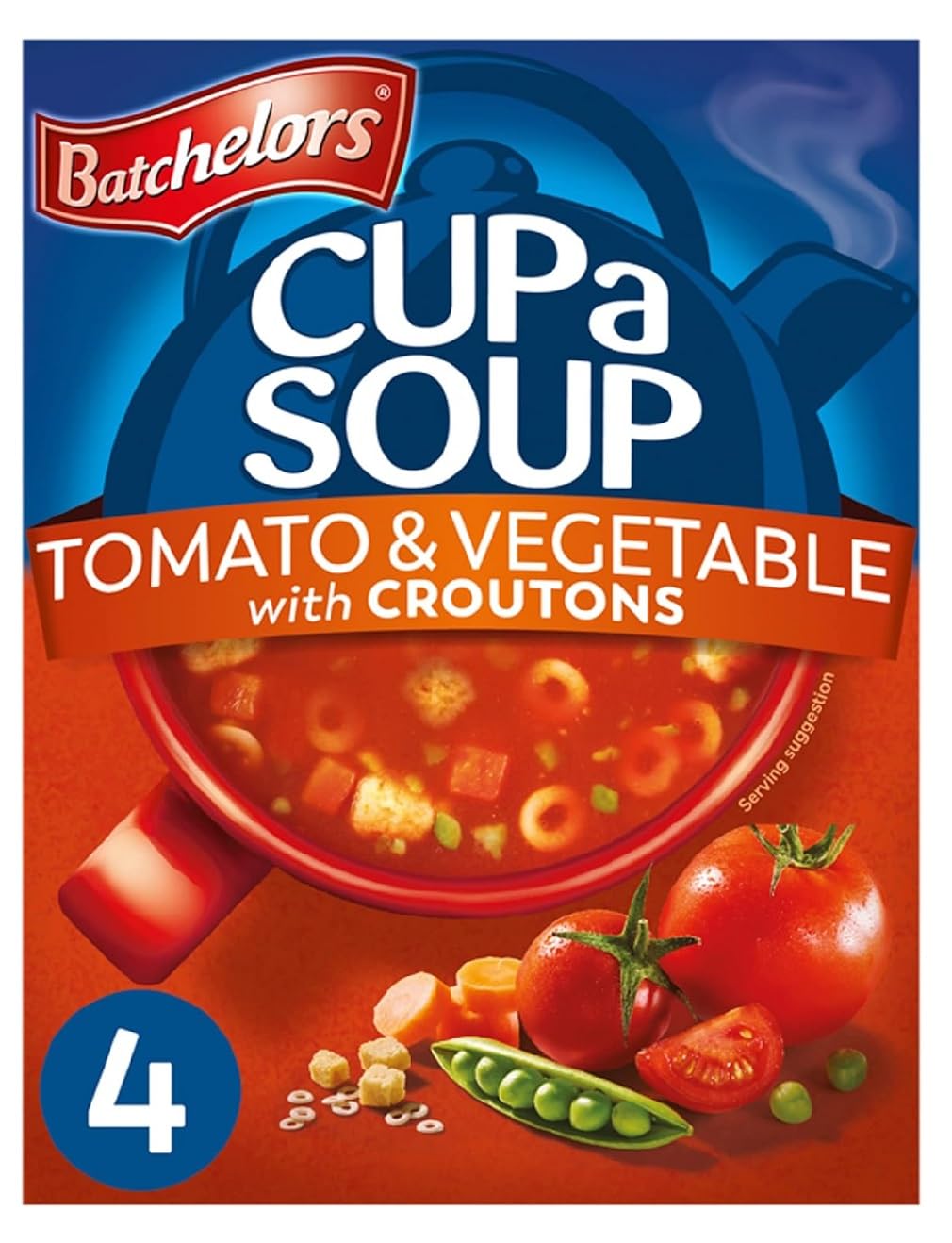 Batchelors Cup-a-Soup tomato-vegetables in a bowl with croutons