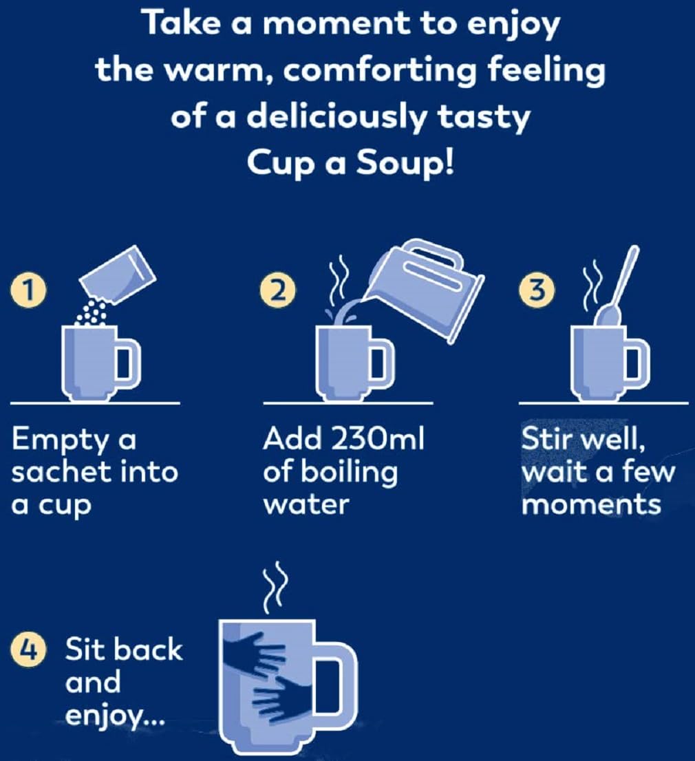 Steaming cup of Batchelors Cup-a-Soup tomato-vegetables