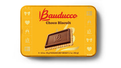 Bauducco Choco Biscuit Cookies in a festive tin, ideal for gifting or sharing.