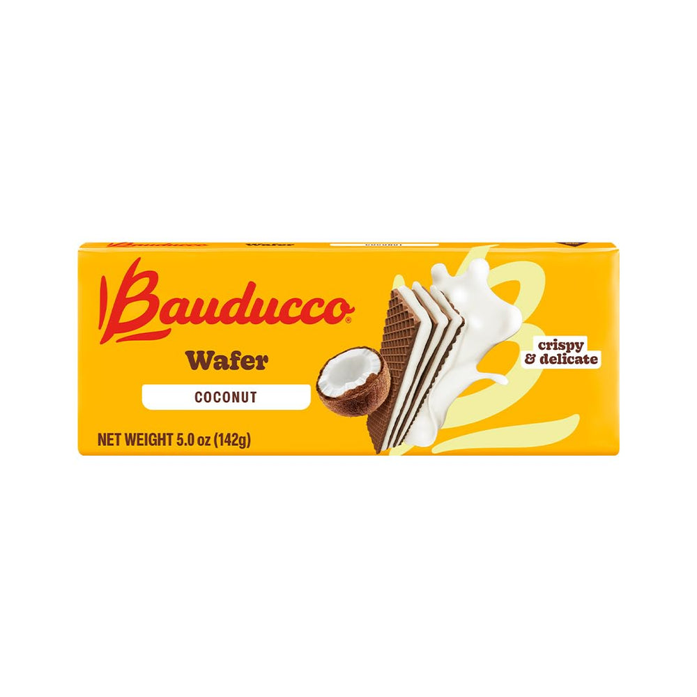Bauducco Coconut Wafers pack shot, a quick snack option for on-the-go.