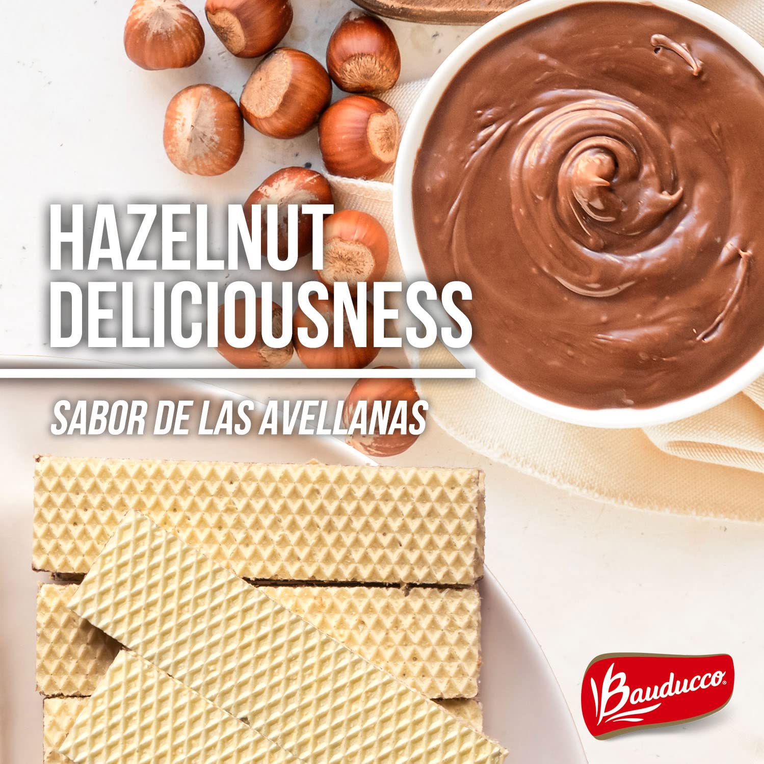 Bauducco hazelnut wafers snack moments for tea time
