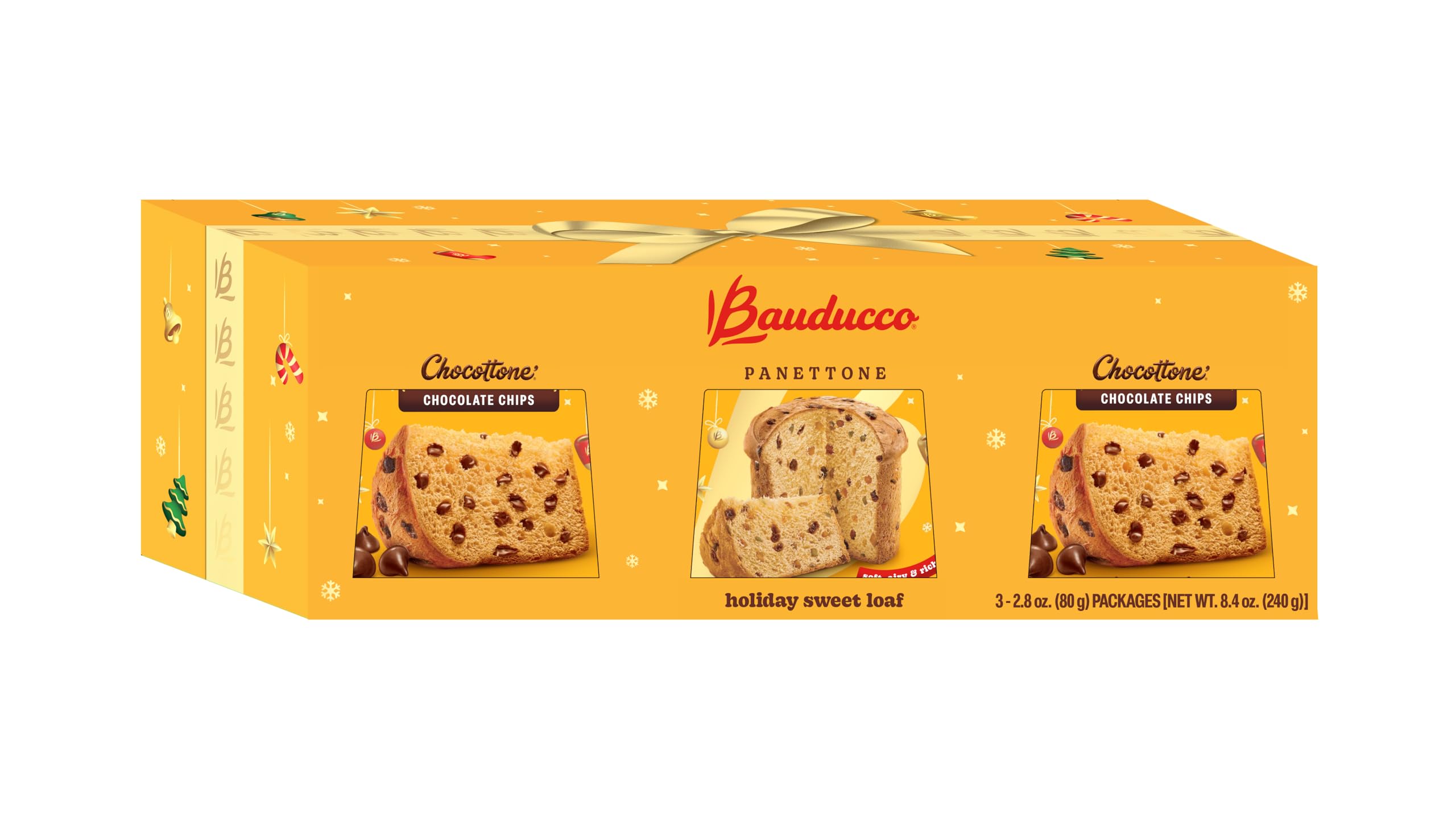 Bauducco mini panettone assortment pack-3 variety for festive snacking at home.