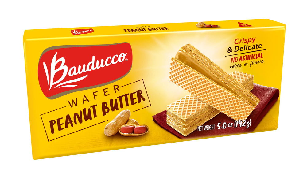 Bauducco Peanut Butter Wafers pack shot for a quick, tasty snack.