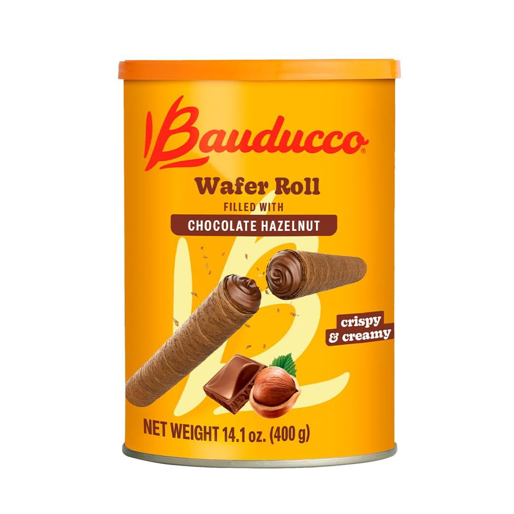 Bauducco chocolate hazelnut wafer rolls pack for sharing and gifting