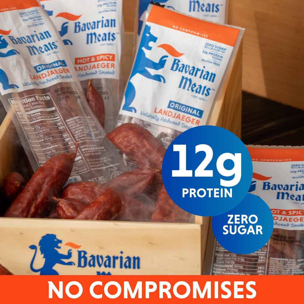 Bavarian Meats Landjaeger protein snack pack, on-the-go energy for road trips.