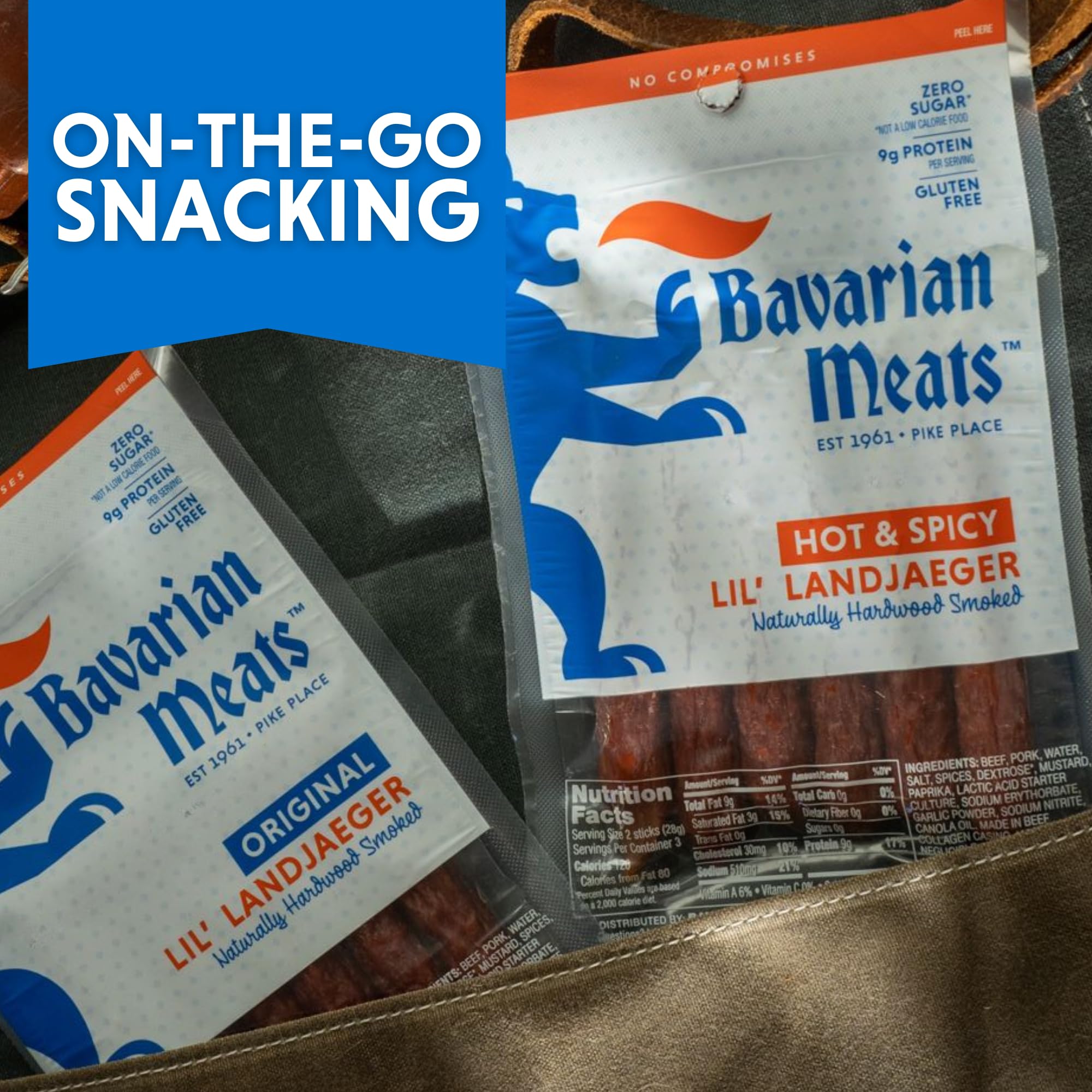 Bavarian Meats Lil' Landjaeger in lunchbox, protein-rich and convenient.