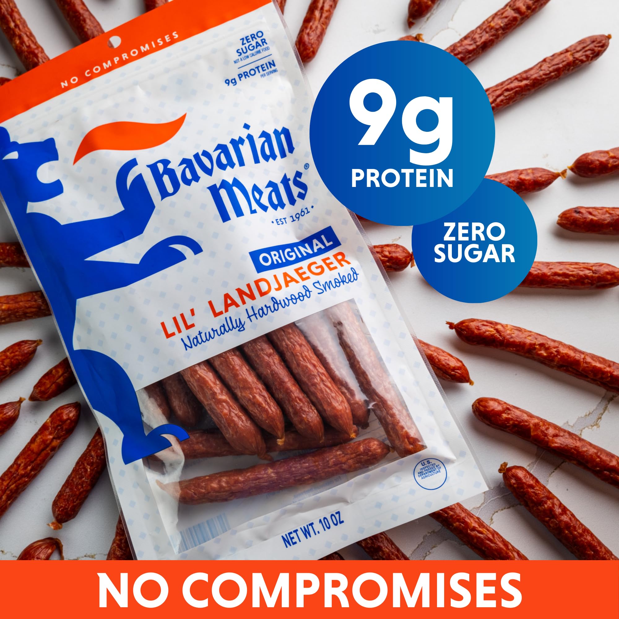 Zero sugar meat sticks from Bavarian Meats, keto-friendly snack option