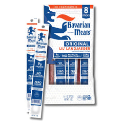 Bavarian Meats Lil' Landjaeger sticks in a 1oz pack for on-the-go snacking.