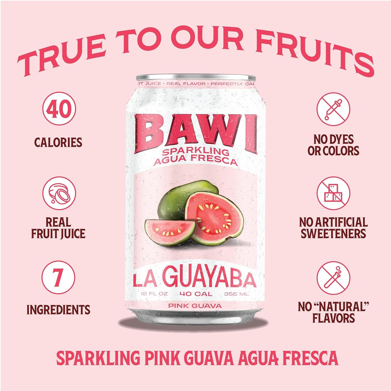 Bawi Sparkling Agua Fresca nutrition back panel, low sugar potential