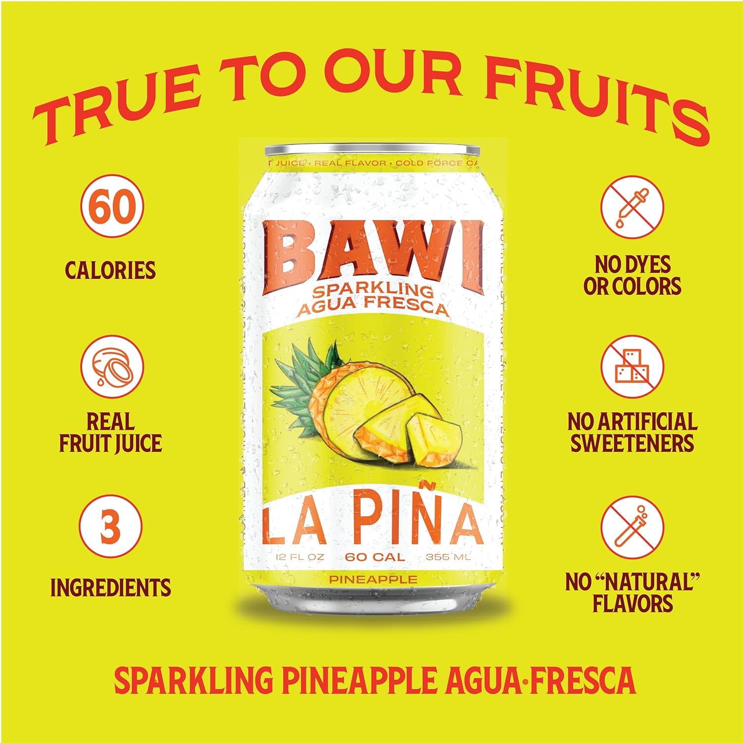 Bawi Sparkling Agua Fresca fruit splash with real fruit imagery