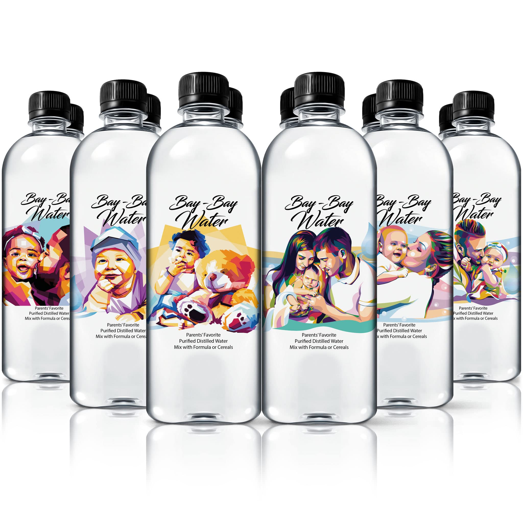 Bay-Bay Water purified distilled water in a baby bottle for pure hydration.