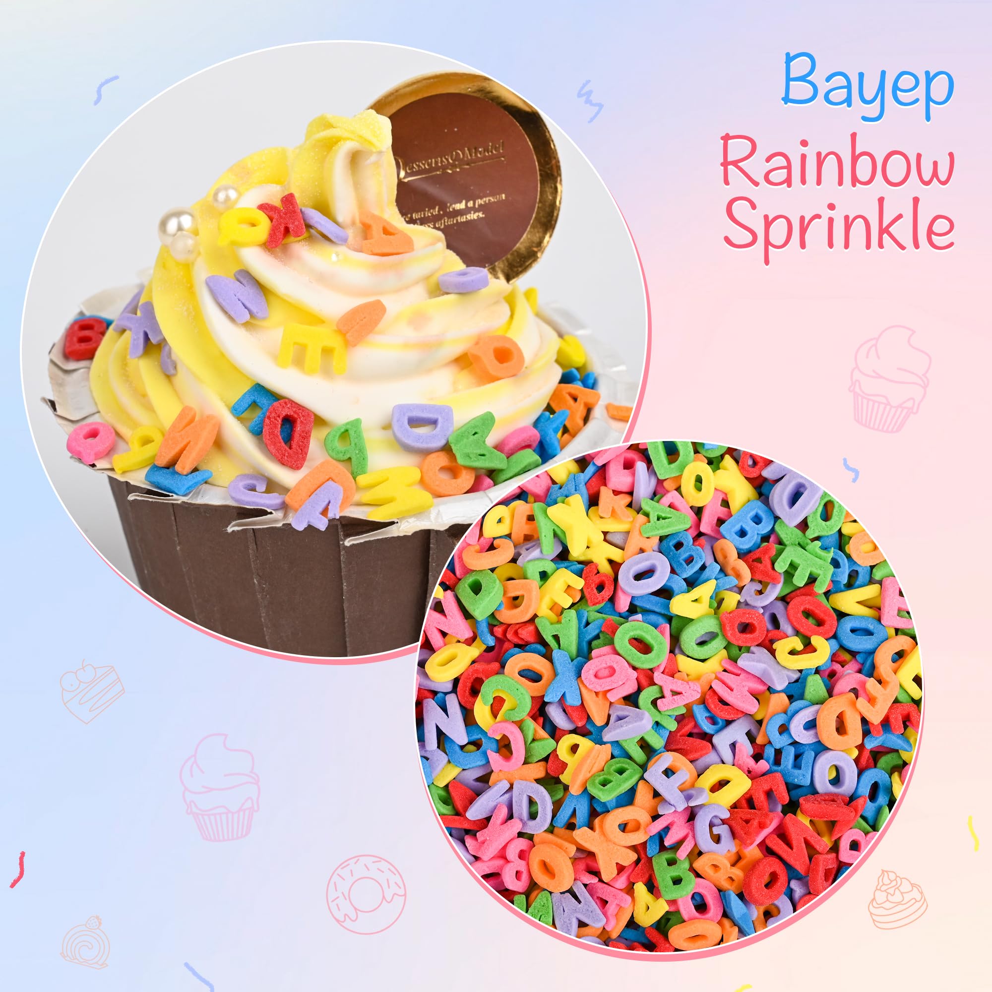 Bayep rainbow sprinkles ideal for decorating ice cream
